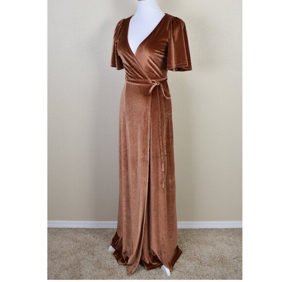 Baltic Born Meghan Wrap Velvet SPICE Maxi Dress NEW XS - Picture 2 of 8